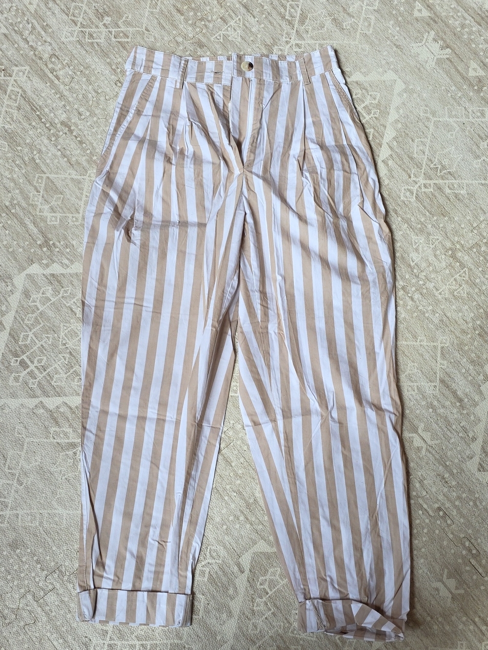 Urban Outfitters Beige and White Trousers